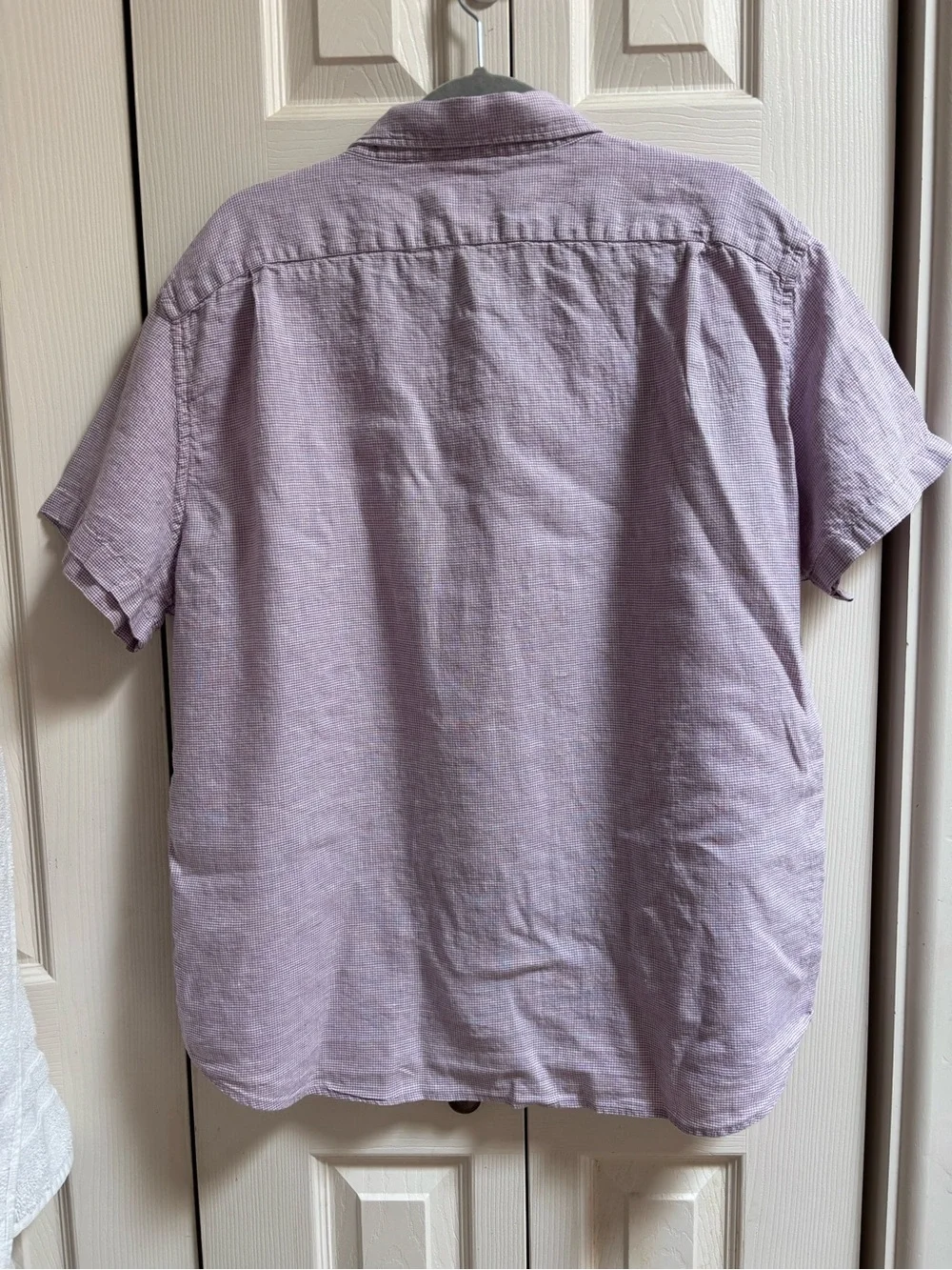 J. Crew Men's 2XL Short-Sleeve Linen Cotton Blend Button-Down Shirt in Lavender